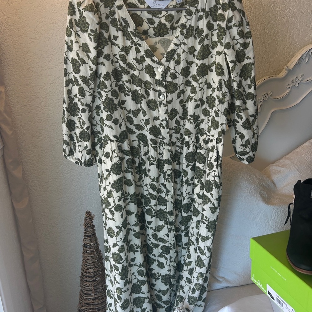 Encore  Green Floral Dress